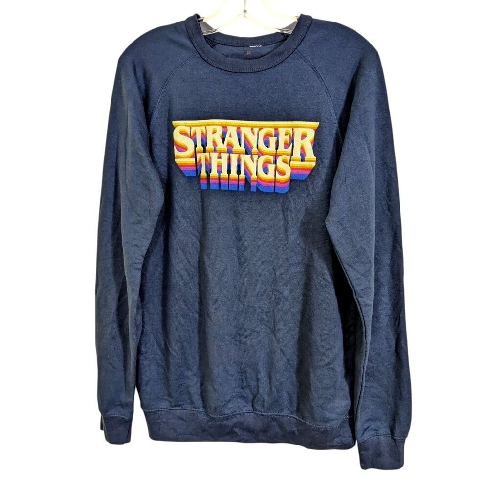 Stranger Things Men's Navy Graphic Crewneck Sweatshirt